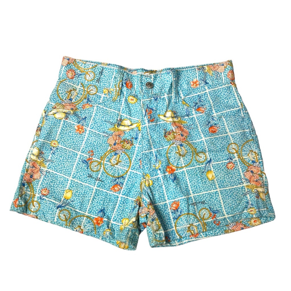 Vintage 70’s High Rise Shorts Hollie Hobbie Style Bicycle Print Rare